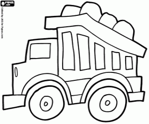 A truck loaded with stones coloring page