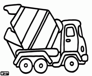 Truck mixer, side view coloring page