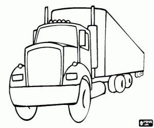 Truck trailer, front view coloring page