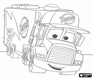 Truck Trailer of Motor sports coloring page