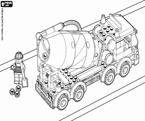 Truck and worker from Lego City coloring page