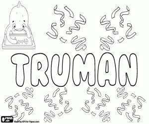 Truman, English name for boy coloring page