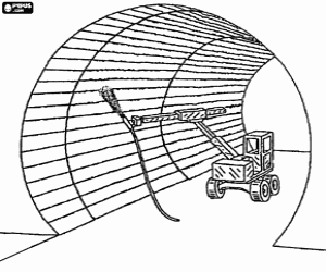 A tunnel under construction coloring page