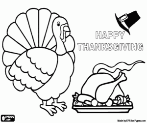 The turkey and Pilgrim hat coloring page