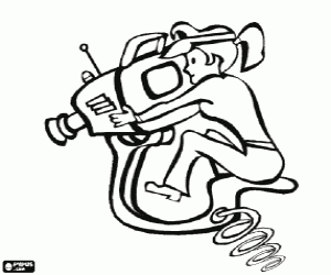 A TV camera operator in action coloring page