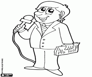A TV reporter coloring page