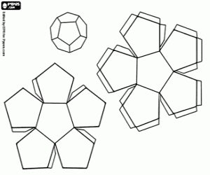 Twelve-sided polyhedron,dodecahedron coloring page