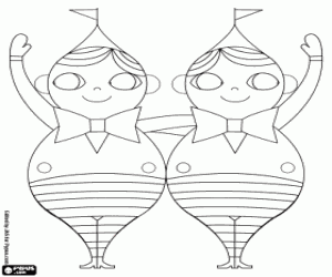 Twins, Alice in the Wonderland coloring page