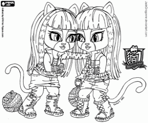 The twins of Monster High Baby coloring page