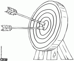Two arrows in the target center coloring page