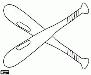Two baseball bats crossed coloring page