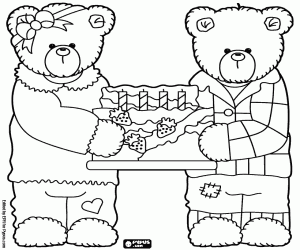 Two bears and a cake, the letter H coloring page