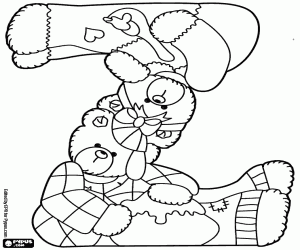 Two bears forming the letter Z coloring page