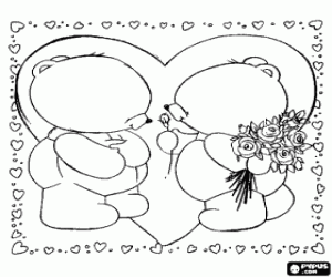 Two bears for the Valentine's day  coloring page