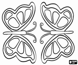Two beautiful butterflies face to face coloring page