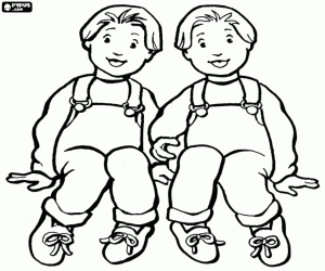 Two boys sitting on the floor coloring page
