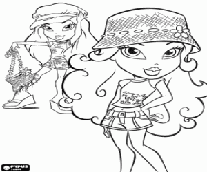 Two Bratz girls in summer coloring page