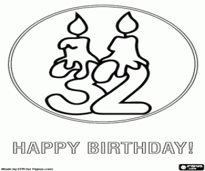 Two candles for the 32 birthday coloring page