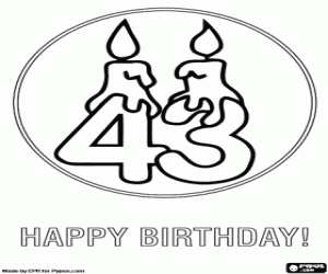 Two candles for the 43 birthday coloring page
