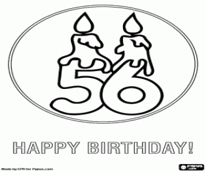Two candles for the 56 birthday coloring page