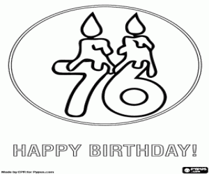 Two candles for the 76 birthday coloring page