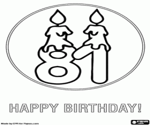 Two candles for the 81 birthday coloring page