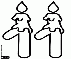 Two candles and number eleven coloring page