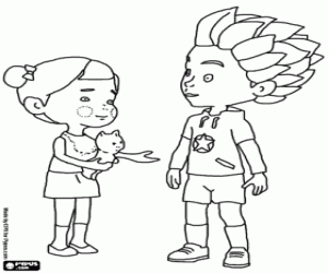 Two children of Robocar Poli coloring page