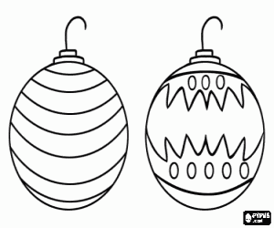 Two decorated Christmas balls coloring page