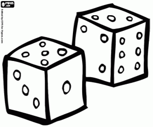 Two dice to play coloring page
