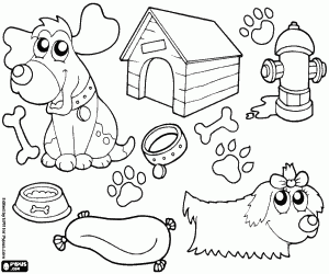 Two dogs, the pets coloring page