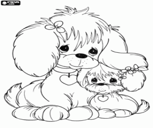 Two dogs of Precious Moments coloring page