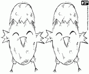 Two Easter chicks coloring page