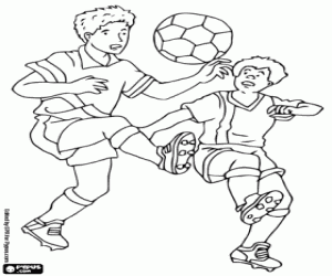 Two footballers dispute the ball coloring page