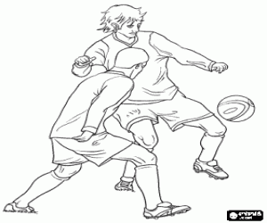 Two footballers during the game coloring page