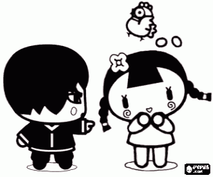 Two friends of Pucca, Abyo and Ching coloring page