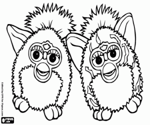 Two funny furbys coloring page