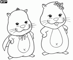 Two hamsters from Zhu Zhu Pets coloring page