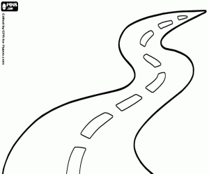 A two lanes road with curves coloring page
