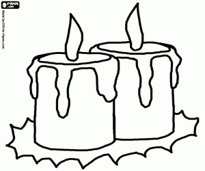 Two large candles for Christmas coloring page