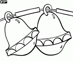 Two little bells of Christmas coloring page