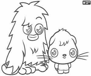Two Moshi Monsters, Furi and Poppetx coloring page