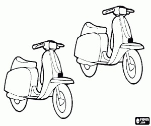 Two motorcycles scooter coloring page
