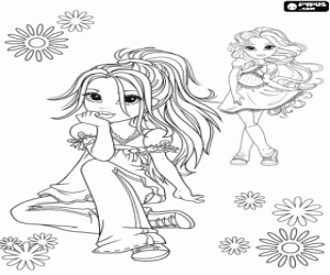 Two Moxie Girlz in spring coloring page