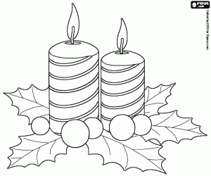 Two ornamental Christmas candles coloring page