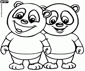 Two pandas, two friends from Panfu coloring page