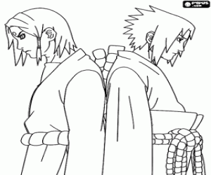 Two samurais back to back coloring page
