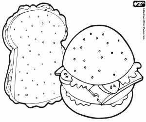 Two sandwiches coloring page