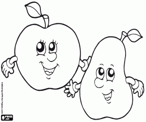 Two seed fruits: apple and pear coloring page