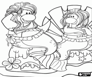 Two sirens of Club Penguin coloring page